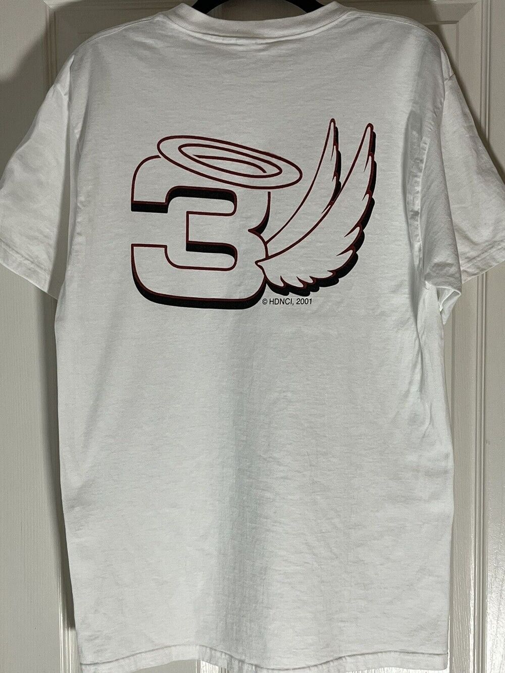 Vintage Dale Earnhardt #3 Angel Wings T-Shirt Large White 2001 NASCAR